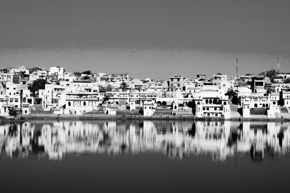The holy Brahman town and lake in the early morning, Pushkar, Rajasthan, India.